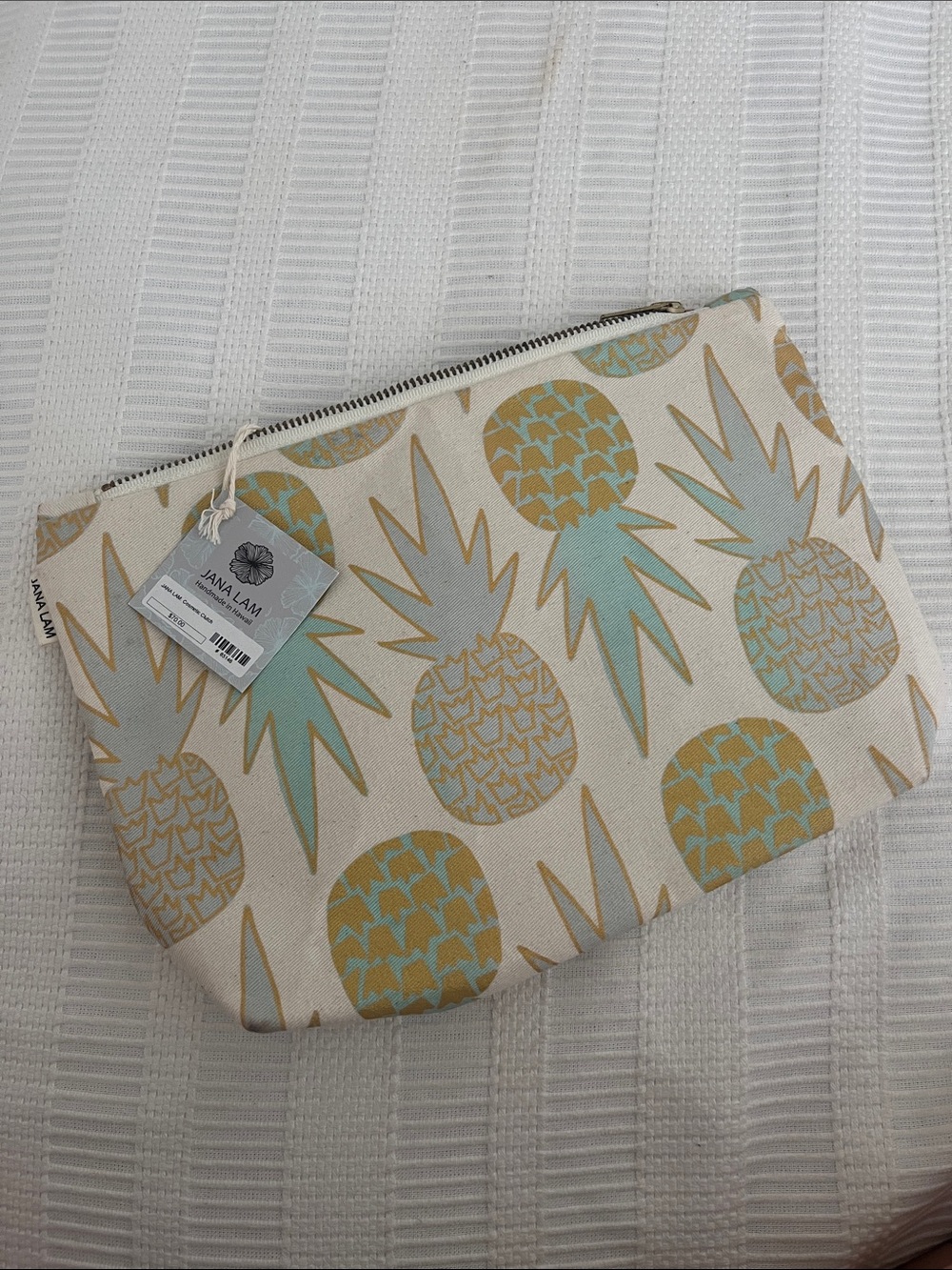 Jana Lam Pineapple Print Cosmetic Pouch - Cream & Mint